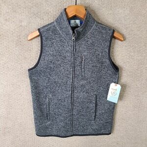 Class Club Vest Women 10/12 Gray Fleece Full Zip Pockets Heathered Polyester NEW